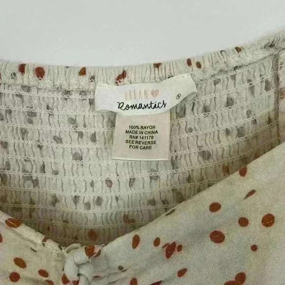 Women’s Size Small Brown Cream Polka Dot Blouse Lightweight Boho Style y2k - Picture 3 of 3